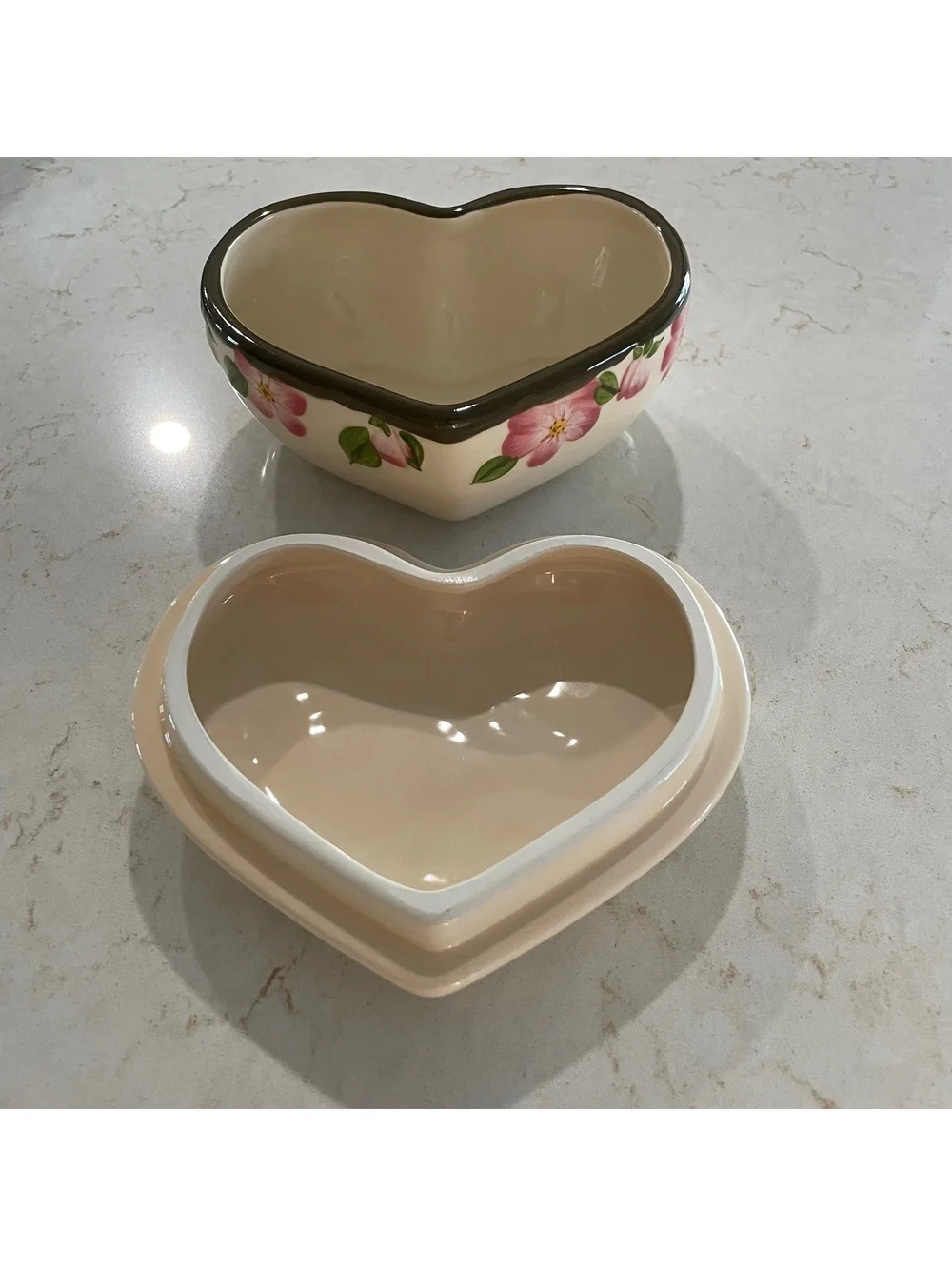 Franciscan Desert Rose covered heart box